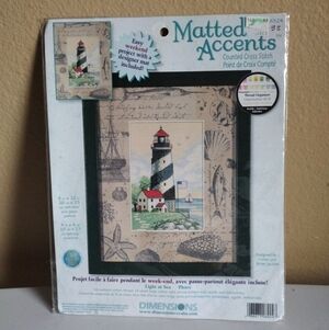 Dimensions Matted Accents Light At Sea Cross Stitch Kit-Lighthouse-Sewing Crafts